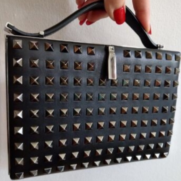 NEW Valentino Rockstud Studded Minaudiere Clutch - Picture 7 of 14
